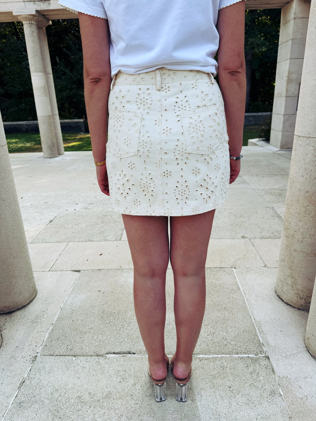 Beige Broderie Luna Skirt
