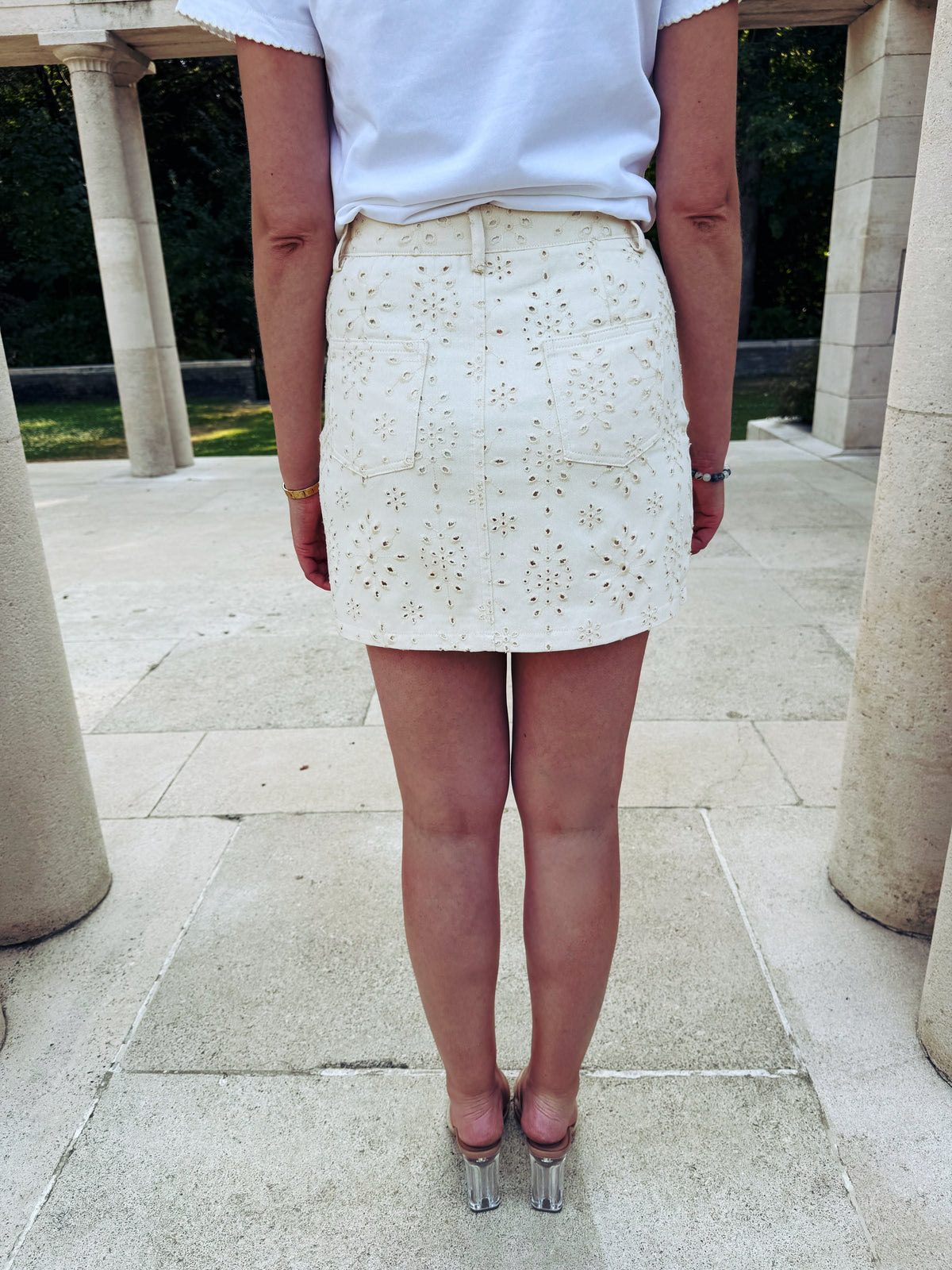 Beige Broderie Luna Skirt