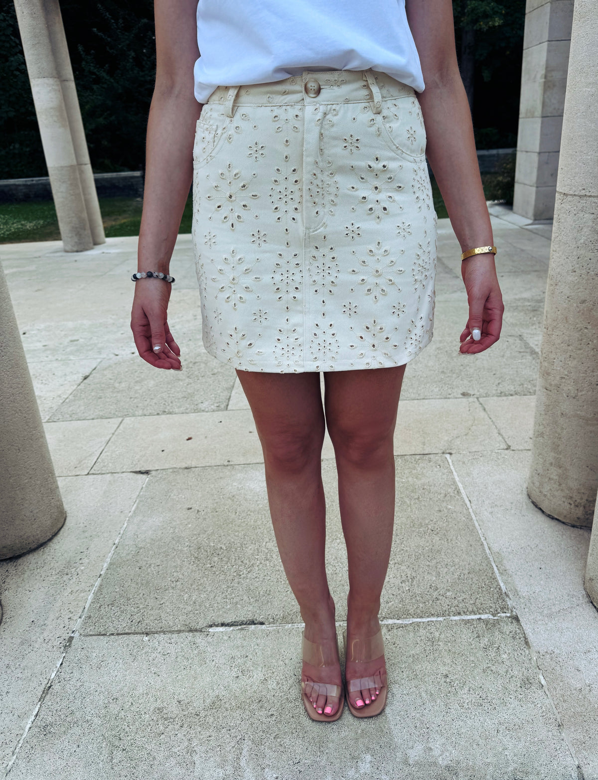 Beige Broderie Luna Skirt