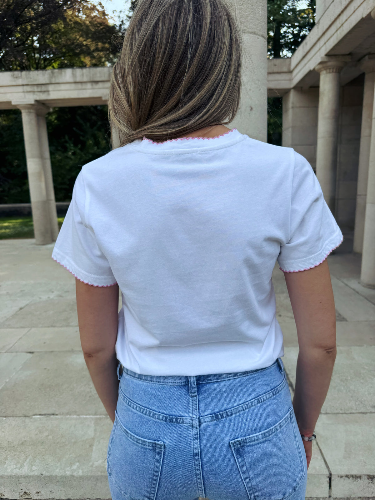 White Bow Lou T-Shirt Rose