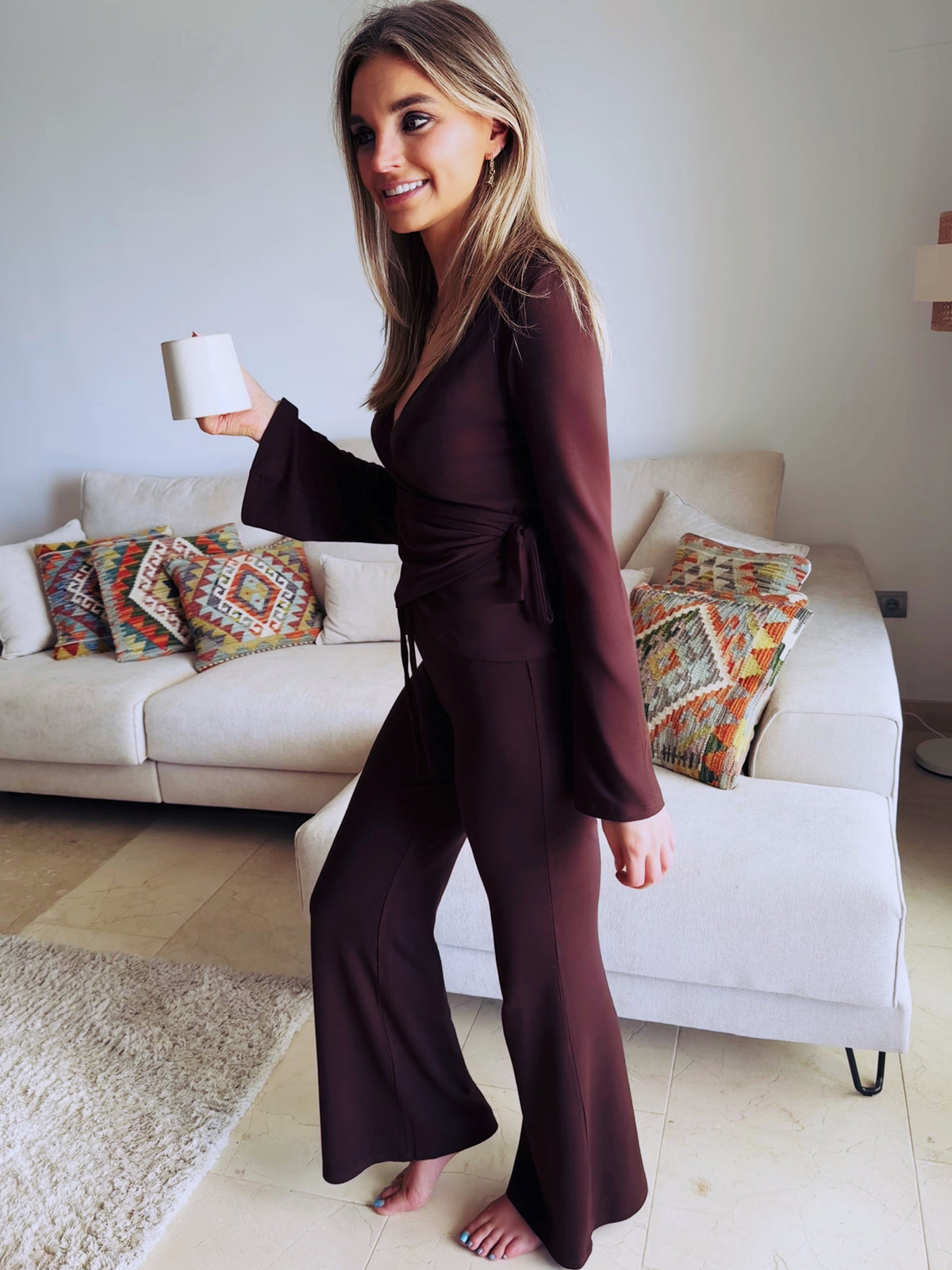Chocolate Lena Loungeset – Damesloungwear – Gabianna Fashion